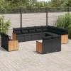 Maison Exclusive Salons De Jardin | - Salon de jardin 7 pcs avec coussins noir résine tressée