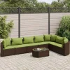 Maison Exclusive - Salon de jardin 8 pcs avec coussins marron résine tressée Clearance