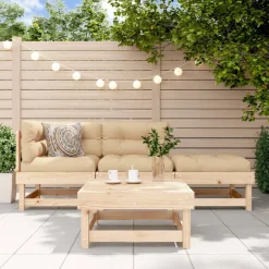 Maison Exclusive - Salon de jardin 4 pcs avec coussins bois massif Discount