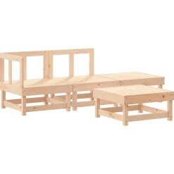 Maison Exclusive - Salon de jardin 4 pcs avec coussins bois massif Discount