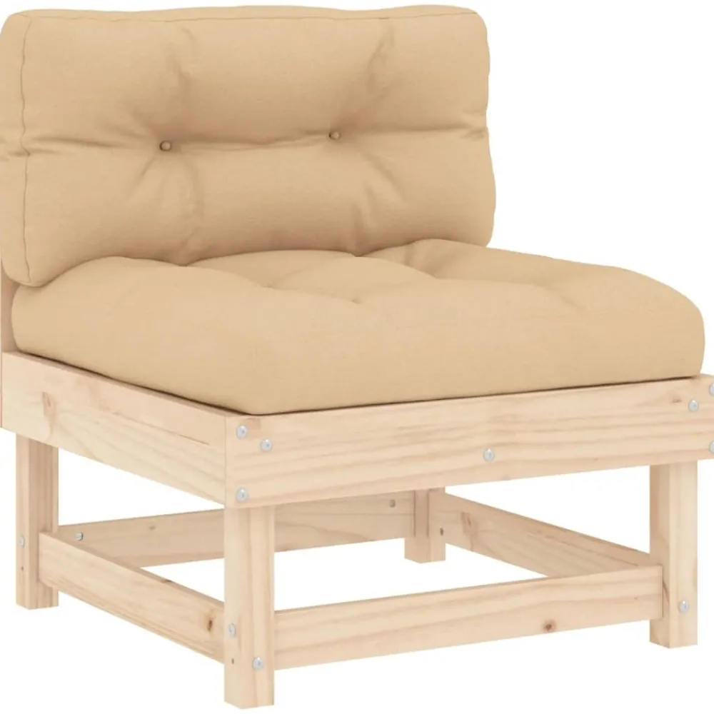 Maison Exclusive - Salon de jardin 4 pcs avec coussins bois massif Discount