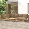 Maison Exclusive - Salon de jardin 7 pcs avec coussins taupe bambou Best