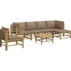 Maison Exclusive - Salon de jardin 7 pcs avec coussins taupe bambou Best