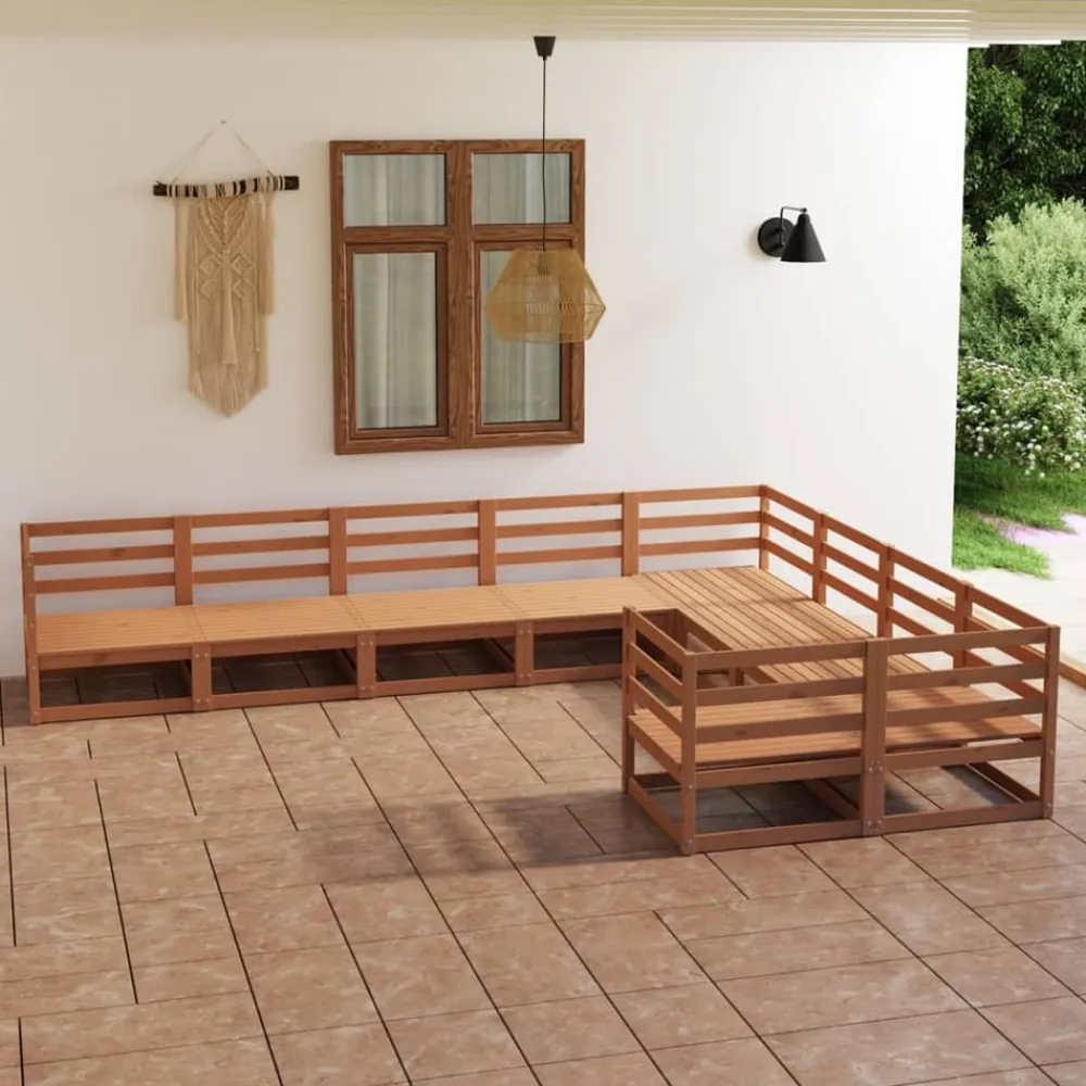 Maison Exclusive - Salon de jardin 9 pcs bois de pin massif Outlet