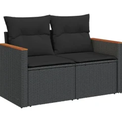 Maison Exclusive - Salon de jardin 7 pcs avec coussins noir résine tressée Hot