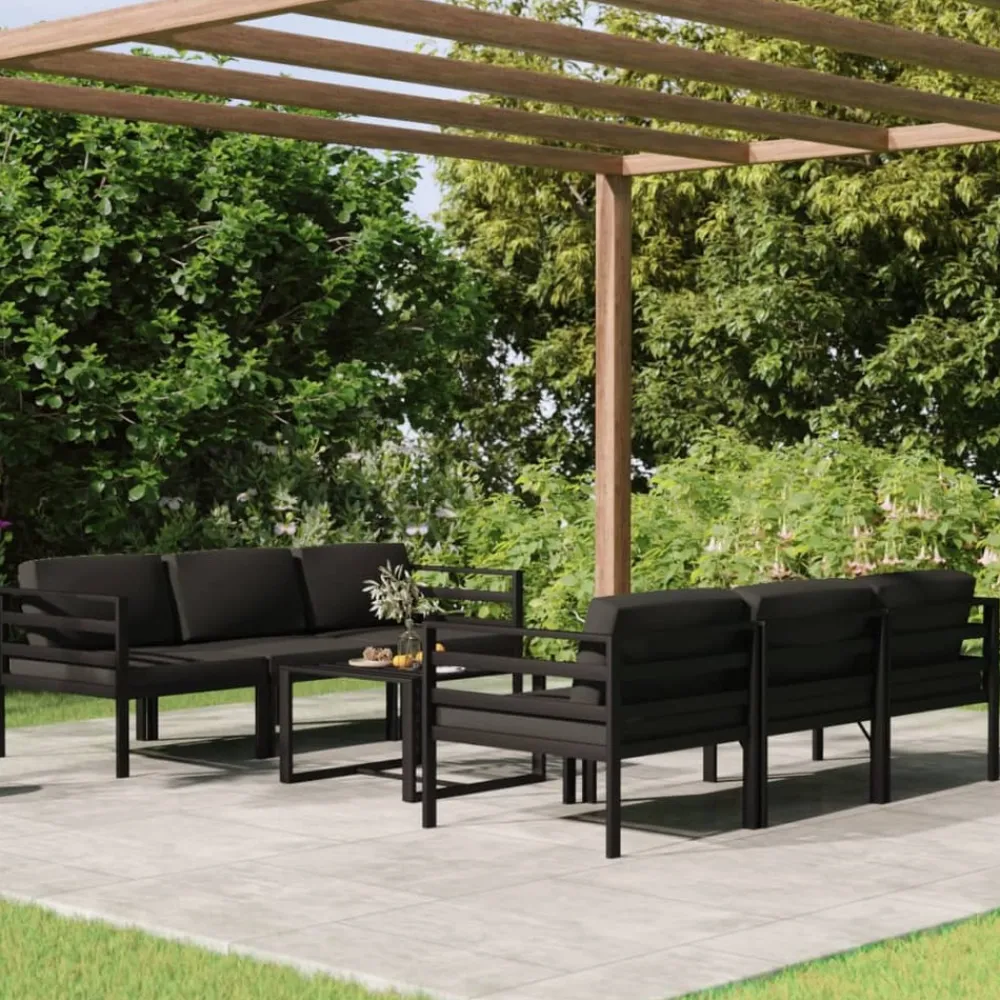 Maison Exclusive - Salon de jardin 7 pcs avec coussins aluminium anthracite New