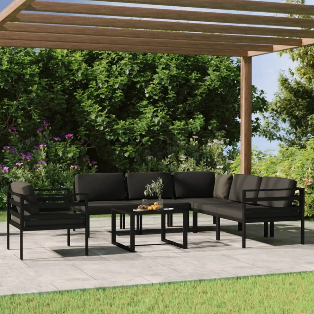 Maison Exclusive - Salon de jardin 7 pcs avec coussins aluminium anthracite Clearance
