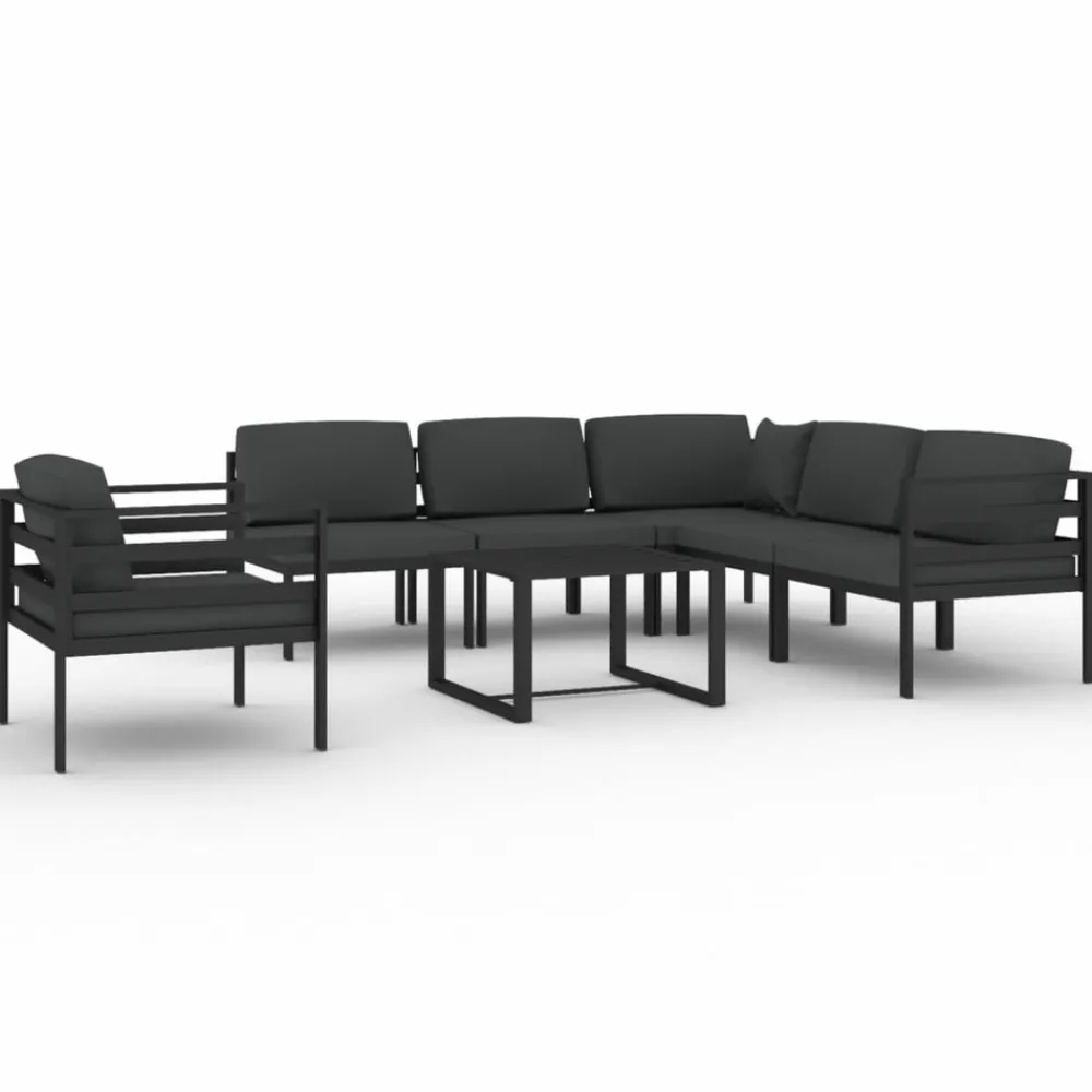 Maison Exclusive - Salon de jardin 7 pcs avec coussins aluminium anthracite Clearance