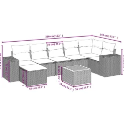 Maison Exclusive - Salon de jardin 8 pcs avec coussins gris résine tressée