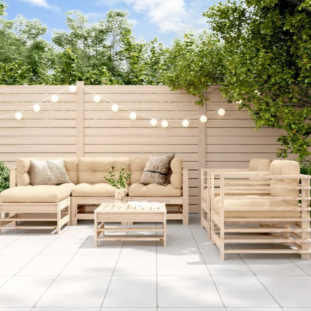 Maison Exclusive - Salon de jardin 7 pcs bois de pin massif Discount
