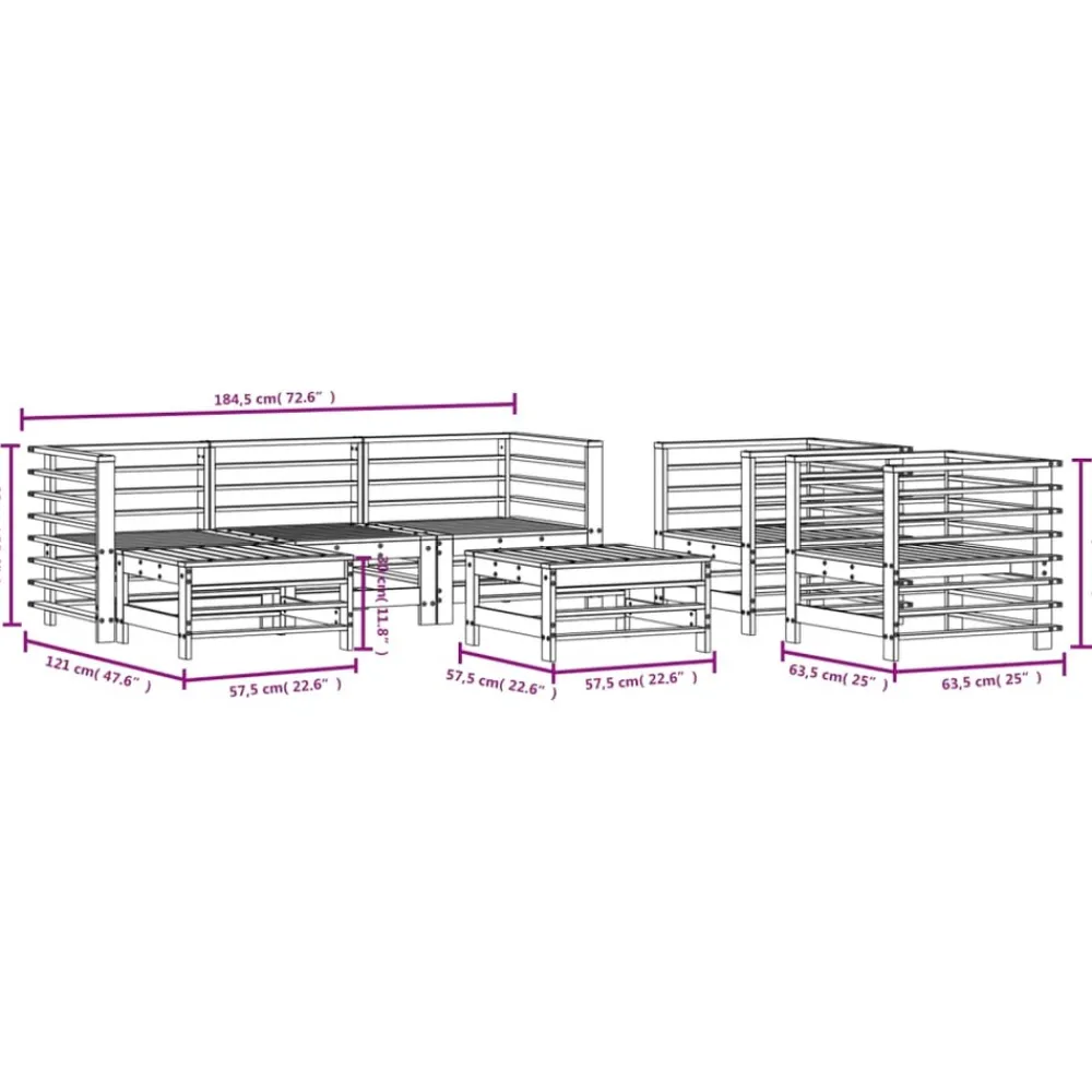 Maison Exclusive - Salon de jardin 7 pcs bois de pin massif Discount