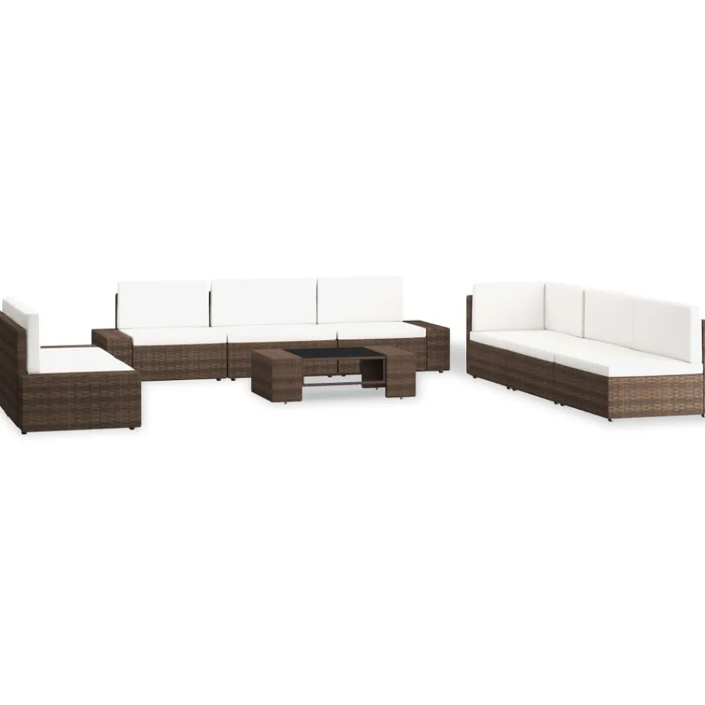 Maison Exclusive - Salon de jardin 9 pcs résine tressée marron Outlet