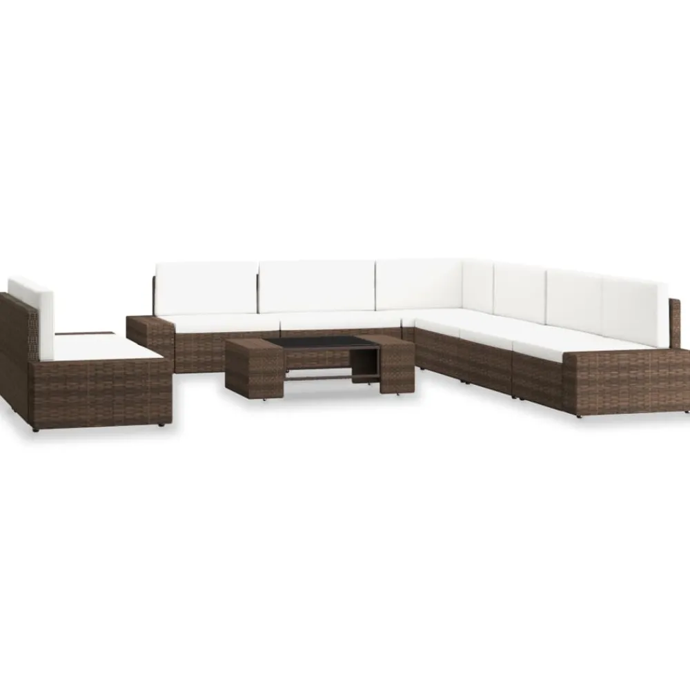 Maison Exclusive - Salon de jardin 9 pcs résine tressée marron Outlet