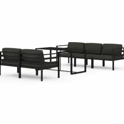 Maison Exclusive Salons De Jardin | - Salon de jardin avec coussins 5 pcs marron résine tressée