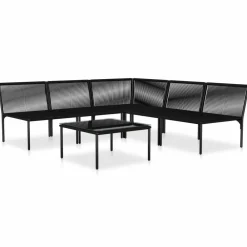 Maison Exclusive Salons De Jardin | - Salon de jardin 12 pcs avec coussins noir résine tressée