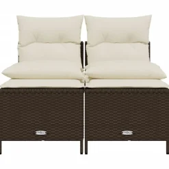 Maison Exclusive - Salon de jardin 4 pcs avec coussins marron résine tressée Outlet
