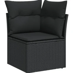 Maison Exclusive Salons De Jardin | - Salon de jardin 9 pcs avec coussins noir résine tressée