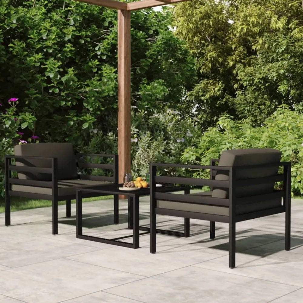 Maison Exclusive - Salon de jardin 3 pcs avec coussins aluminium anthracite Online