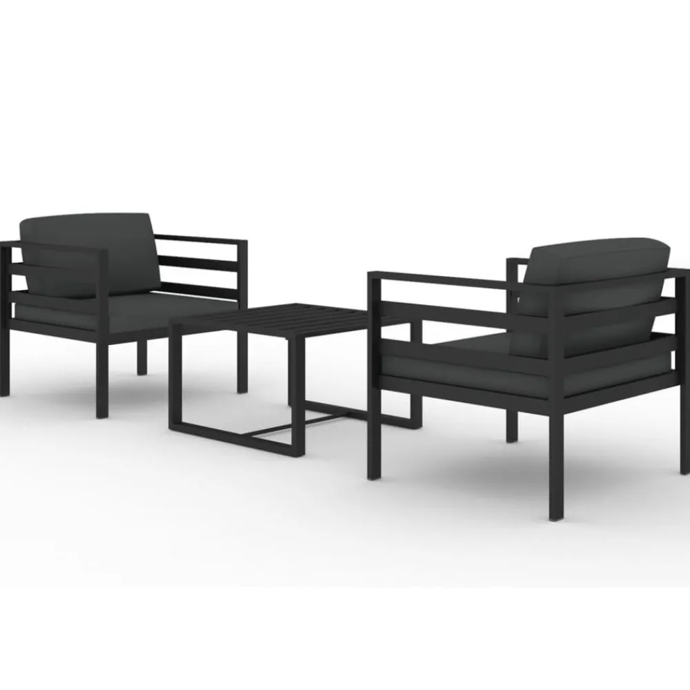 Maison Exclusive - Salon de jardin 3 pcs avec coussins aluminium anthracite Online