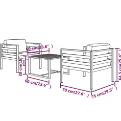 Maison Exclusive - Salon de jardin 3 pcs avec coussins aluminium anthracite Online