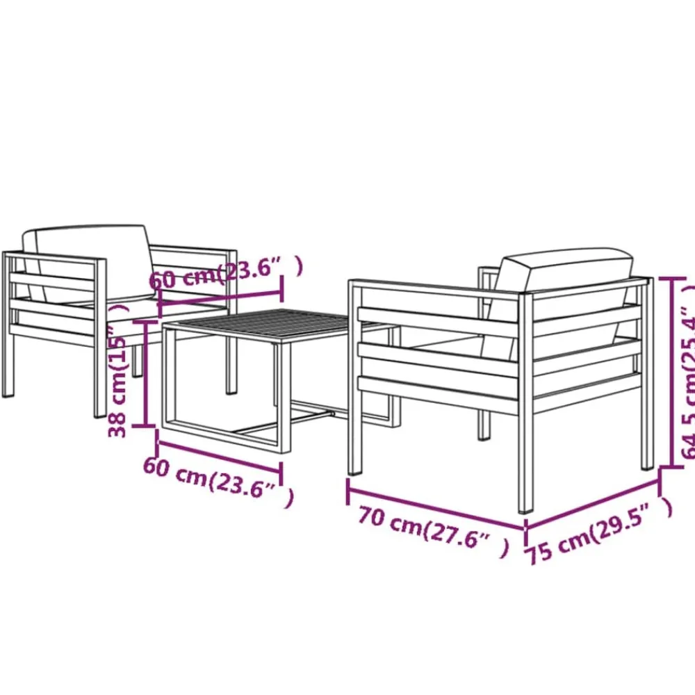 Maison Exclusive - Salon de jardin 3 pcs avec coussins aluminium anthracite Online