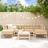 Maison Exclusive - Salon de jardin 7 pcs avec coussins bois massif Discount