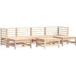 Maison Exclusive - Salon de jardin 7 pcs avec coussins bois massif Discount