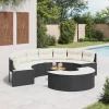 Maison Exclusive - Salon de jardin 3 pcs demi-rond noir résine tressée Clearance