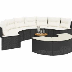 Maison Exclusive - Salon de jardin 3 pcs demi-rond noir résine tressée Clearance