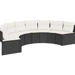 Maison Exclusive - Salon de jardin 3 pcs demi-rond noir résine tressée Clearance