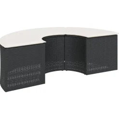 Maison Exclusive - Salon de jardin 3 pcs demi-rond noir résine tressée Clearance