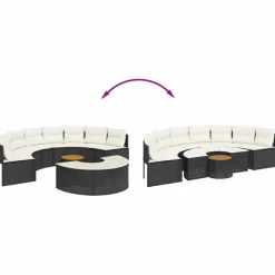 Maison Exclusive - Salon de jardin 3 pcs demi-rond noir résine tressée Clearance