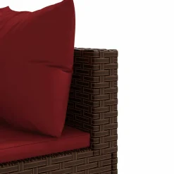 Maison Exclusive Salons De Jardin | - Salon de jardin 4 pcs avec coussins marron résine tressée