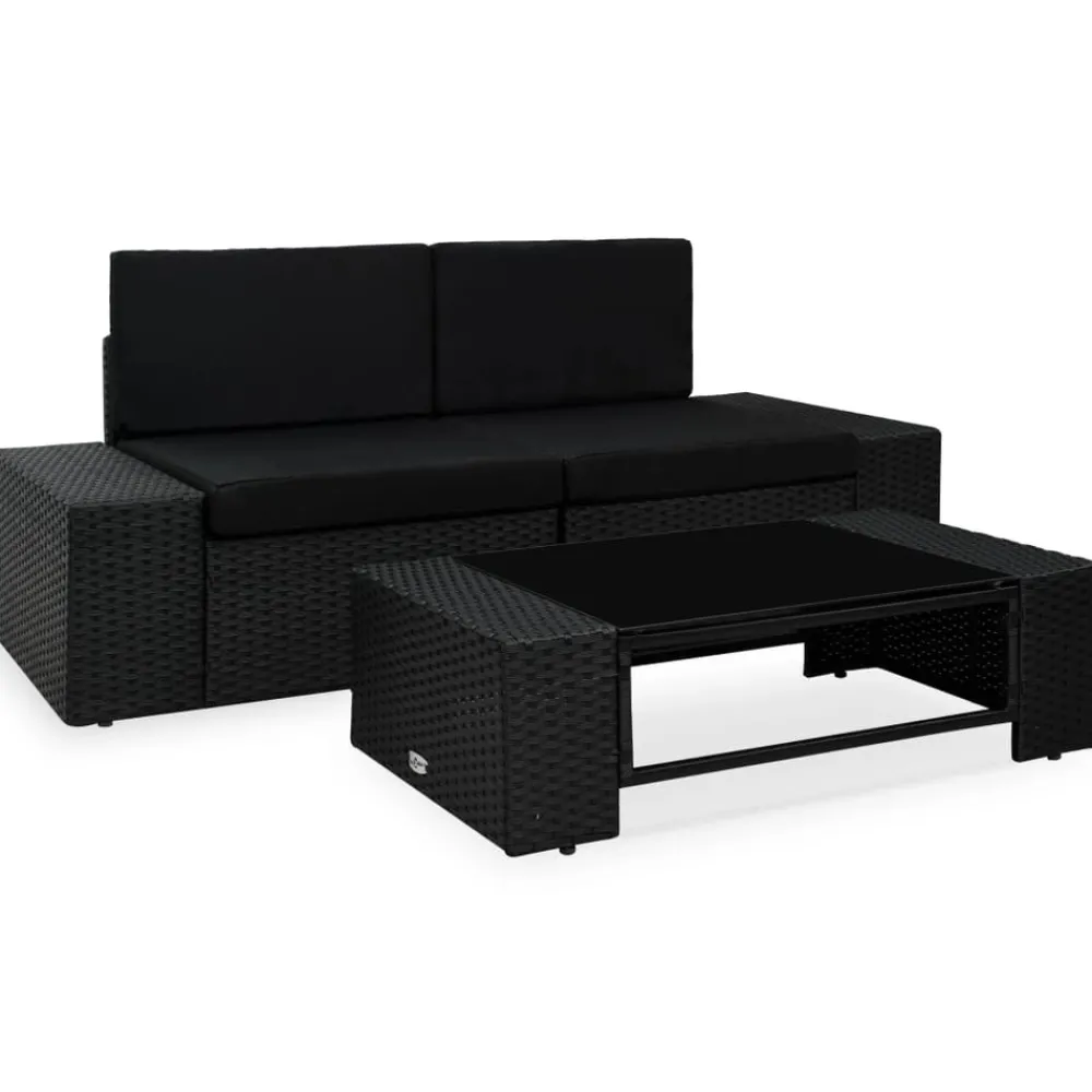 Maison Exclusive - Salon de jardin 3 pcs résine tressée noir Online
