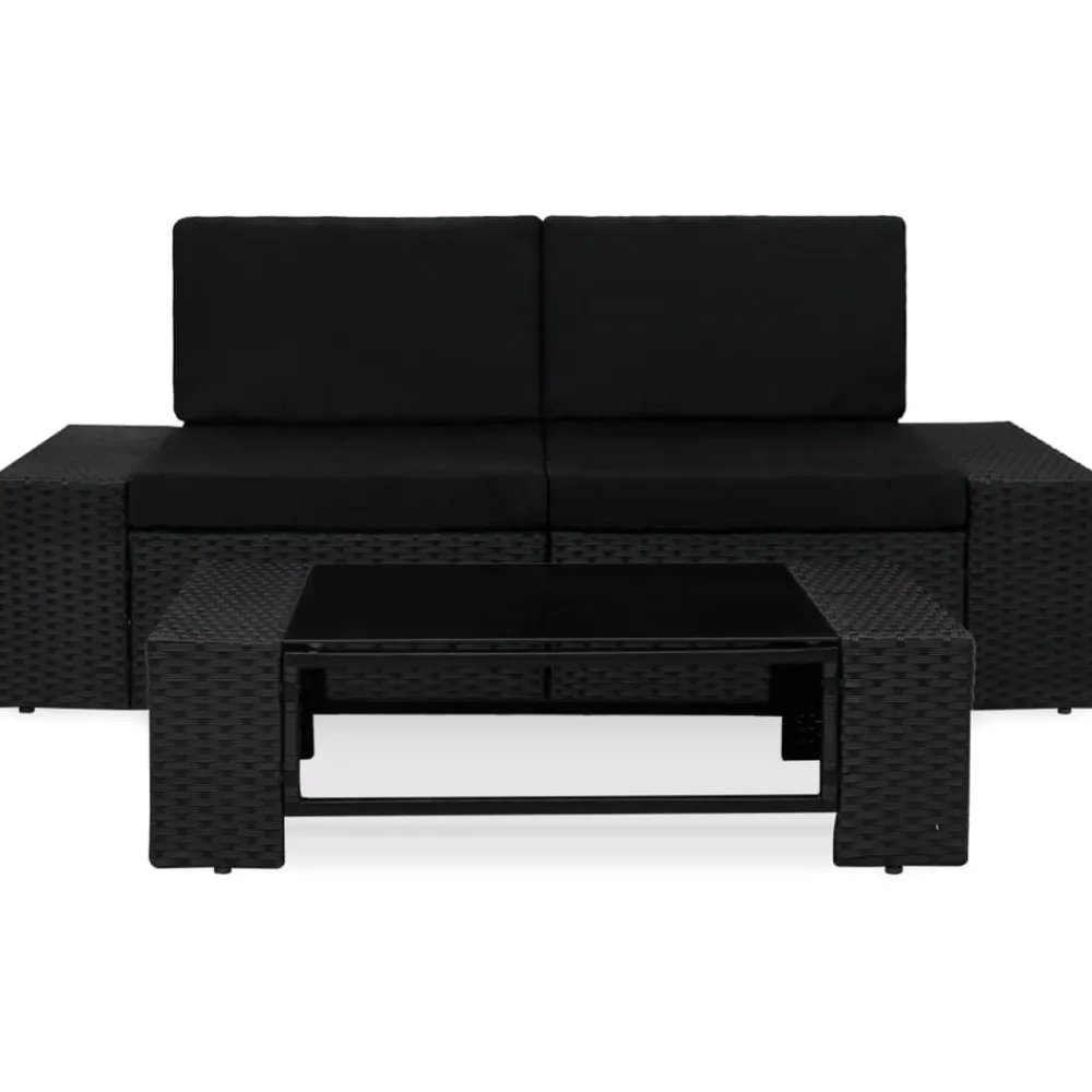 Maison Exclusive - Salon de jardin 3 pcs résine tressée noir Online