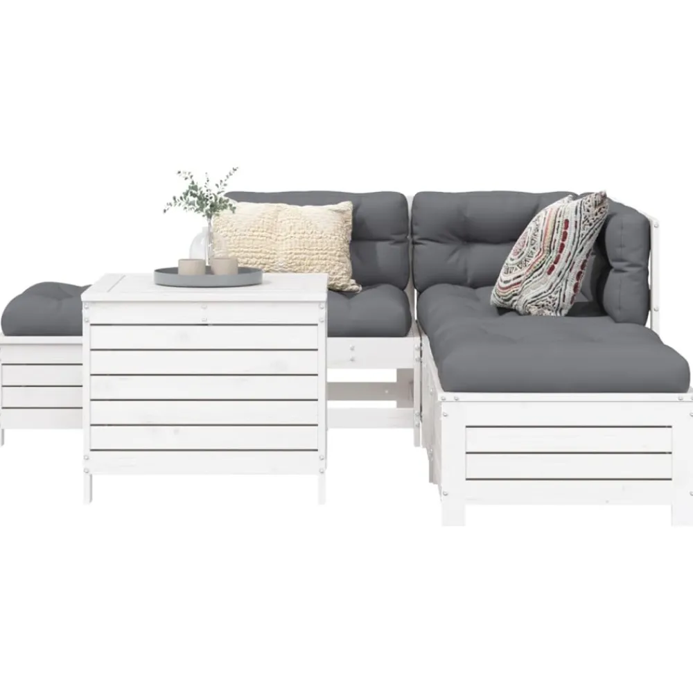 Maison Exclusive - Salon de jardin 6 pcs blanc bois de pin massif Clearance