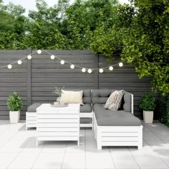 Maison Exclusive - Salon de jardin 6 pcs blanc bois de pin massif Clearance
