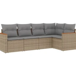 Maison Exclusive - Salon de jardin avec coussins 5pcs mélange beige résine tressée New