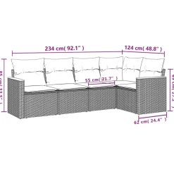 Maison Exclusive - Salon de jardin avec coussins 5pcs mélange beige résine tressée New