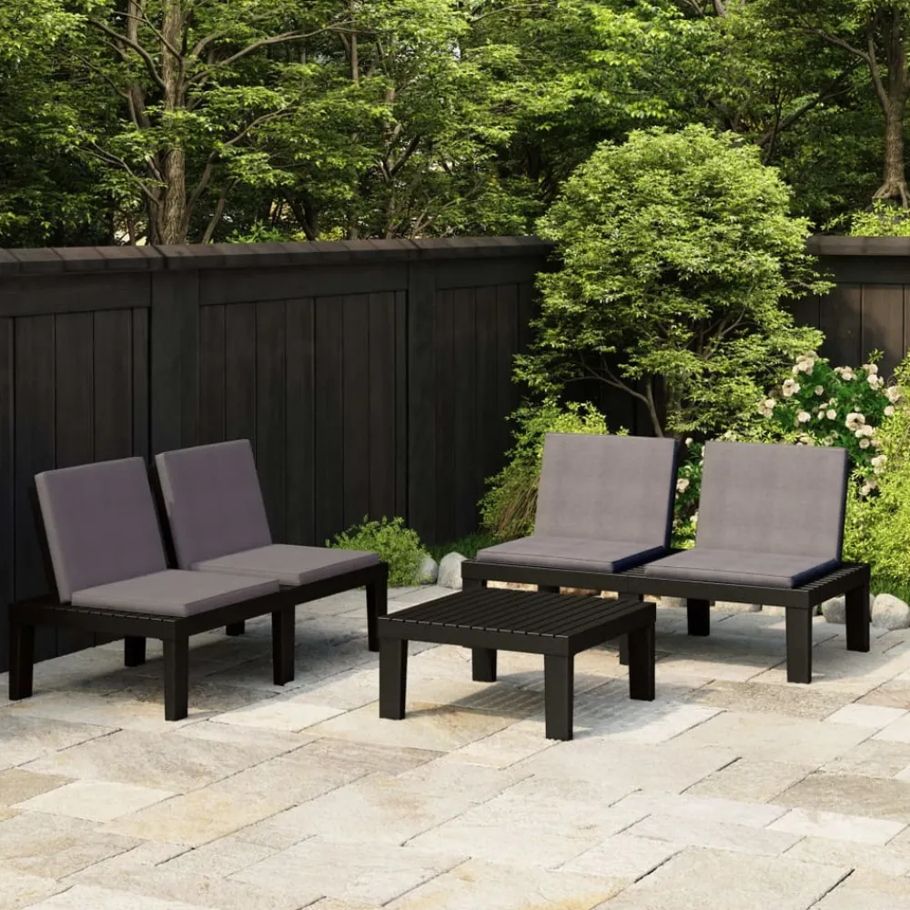 Maison Exclusive - Salon de jardin 3 pcs avec coussins plastique gris Online