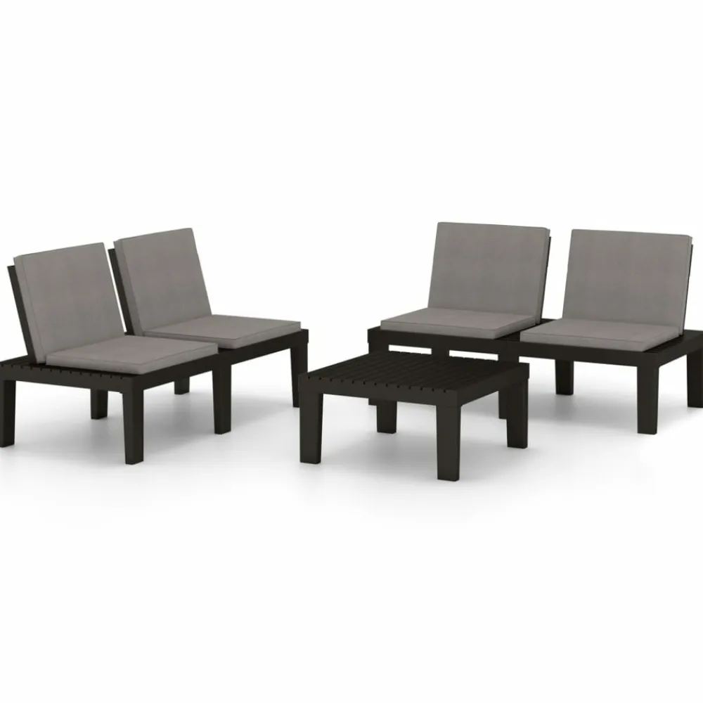 Maison Exclusive - Salon de jardin 3 pcs avec coussins plastique gris Online