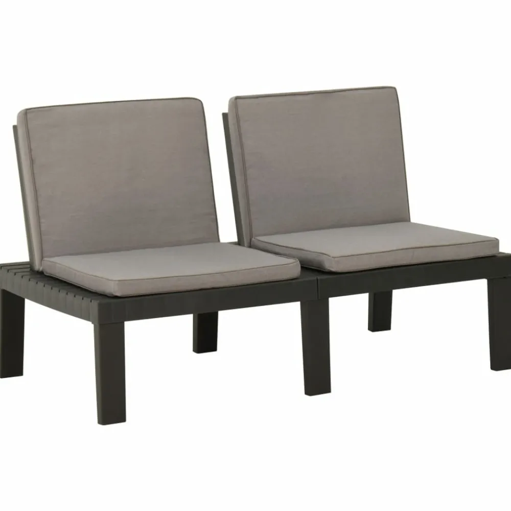 Maison Exclusive - Salon de jardin 3 pcs avec coussins plastique gris Online