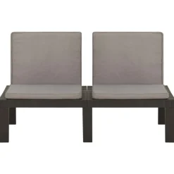 Maison Exclusive - Salon de jardin 3 pcs avec coussins plastique gris Online