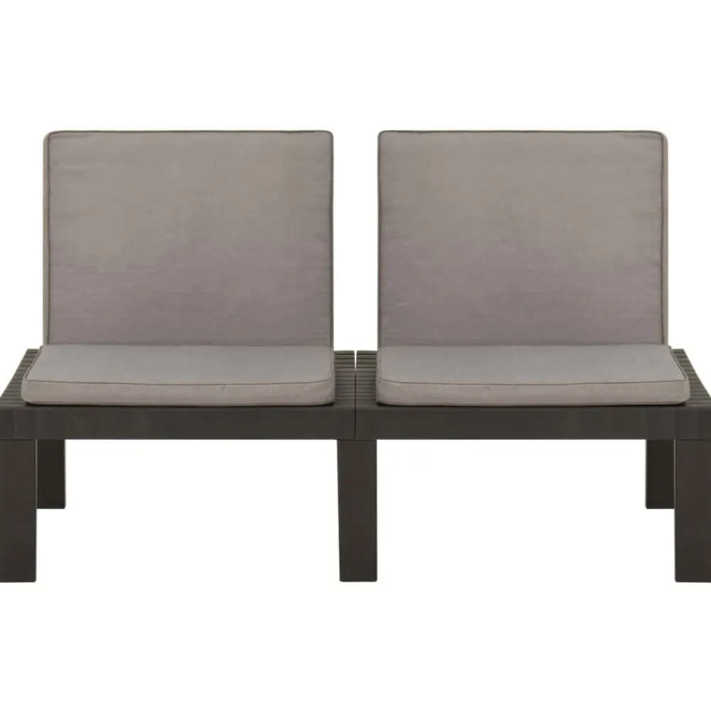 Maison Exclusive - Salon de jardin 3 pcs avec coussins plastique gris Online