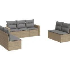 Maison Exclusive - Salon de jardin avec coussins 7 pcs beige résine tressée Outlet