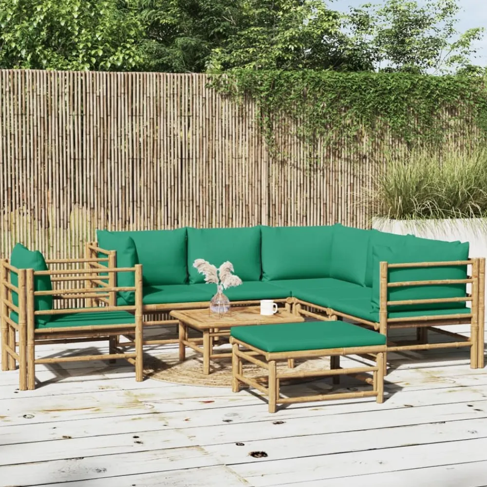 Maison Exclusive - Salon de jardin 8 pcs avec coussins vert bambou Best