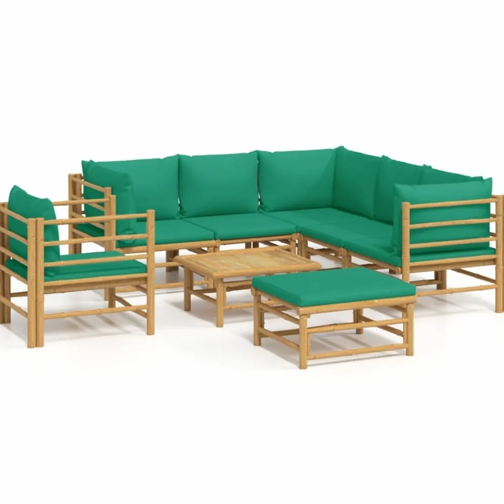 Maison Exclusive - Salon de jardin 8 pcs avec coussins vert bambou Best