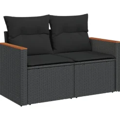 Maison Exclusive - Salon de jardin 8 pcs avec coussins noir résine tressée Online