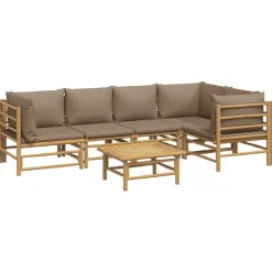 Maison Exclusive - Salon de jardin 6 pcs avec coussins taupe bambou Hot