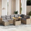 Maison Exclusive - Salon de jardin avec coussins 9 pcs beige résine tressée Best